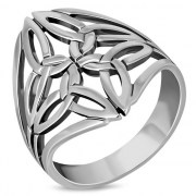 Wide Large Trinity Knot Silver Ring, rp553